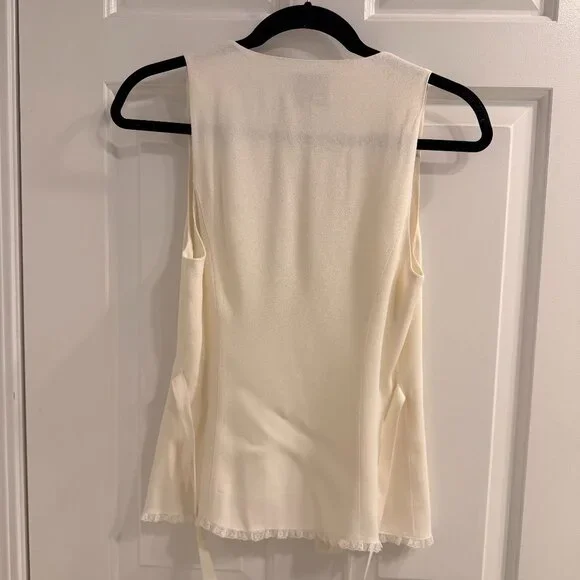 Reformation Skylar Button Front Vest Top - Cream, Size 2 - Picture 10 of 12